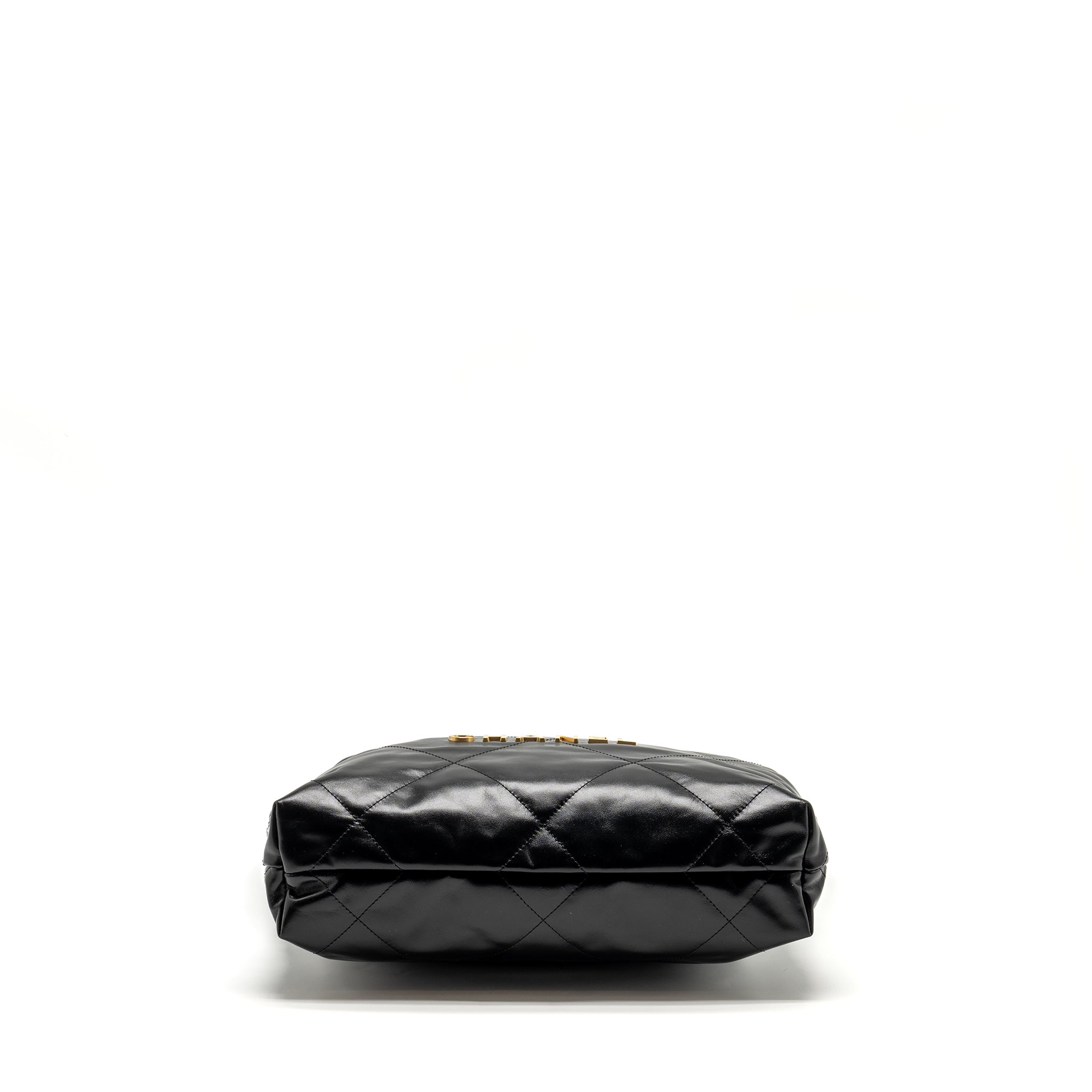 CHANEL SMALL 22 BAG SHINY CALFSKIN BLACK GHW (MICROCHIP)