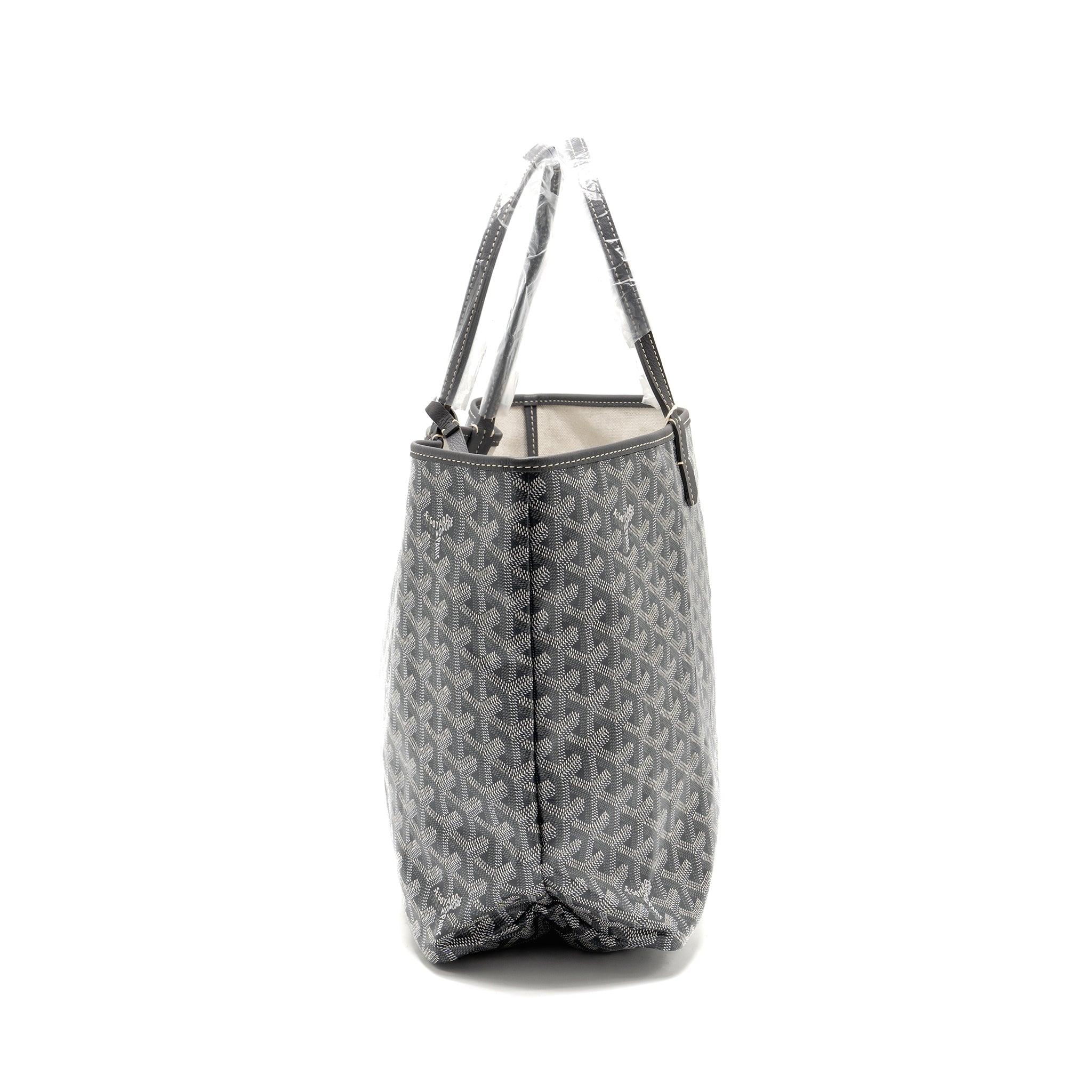 GOYARD SAINT LOUIS PM TOTE BAG GOAYRDINE CANVAS/CALFSKIN GREY SHW