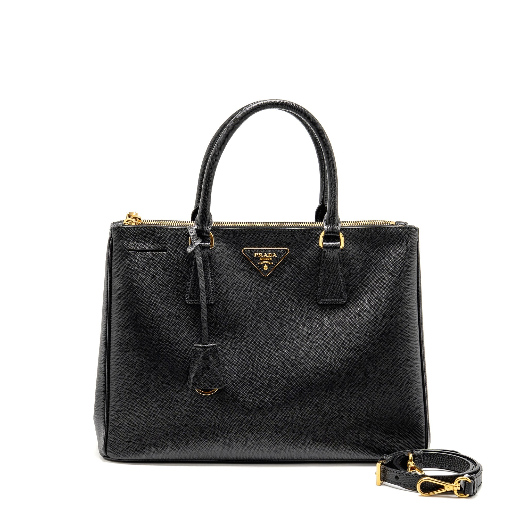 PRADA LARGE SAFFIANO TOTE BAG LEATHER BLACK GHW