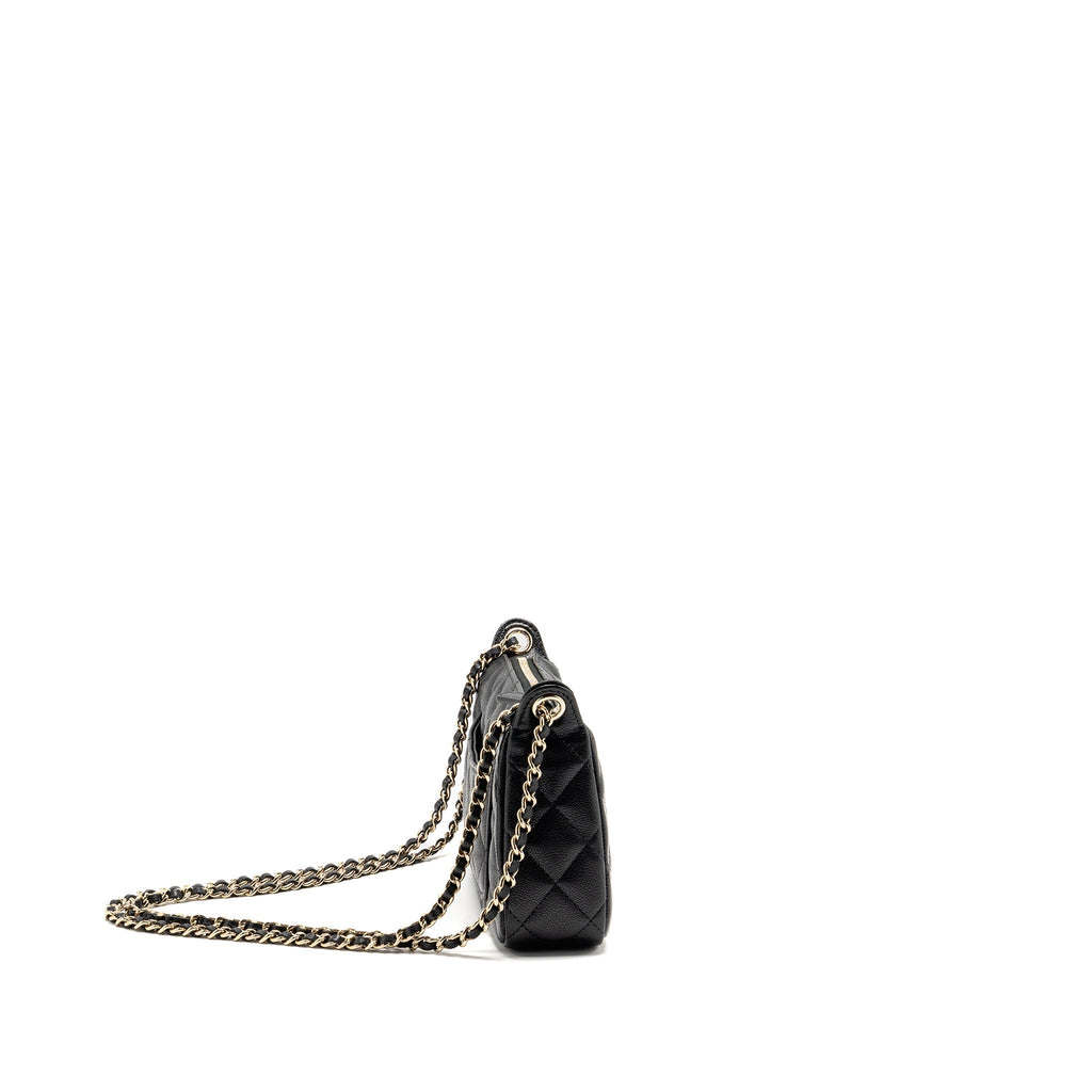 CHANEL CLUTCH BAG WITH CHAIN CAVIAR BLACK LGHW (MICROCHIP)