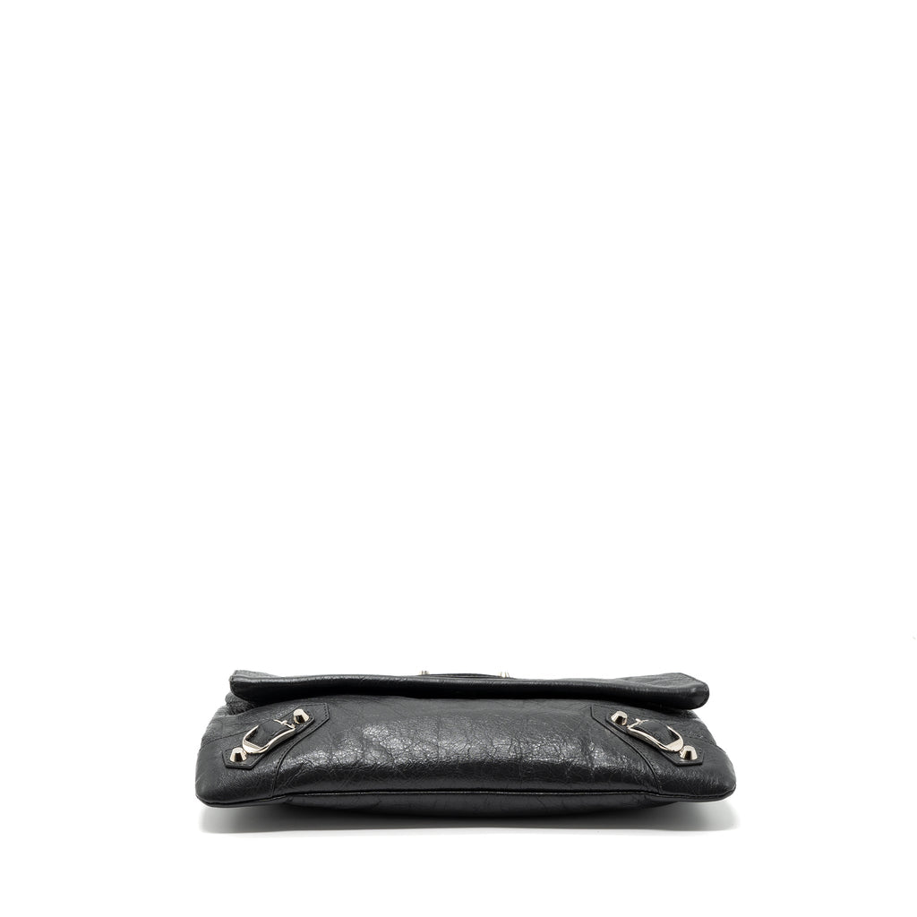 BALENCIAGA CITY FOLD CLUTCH/ SHOULDER BAG DARK GREY SHW