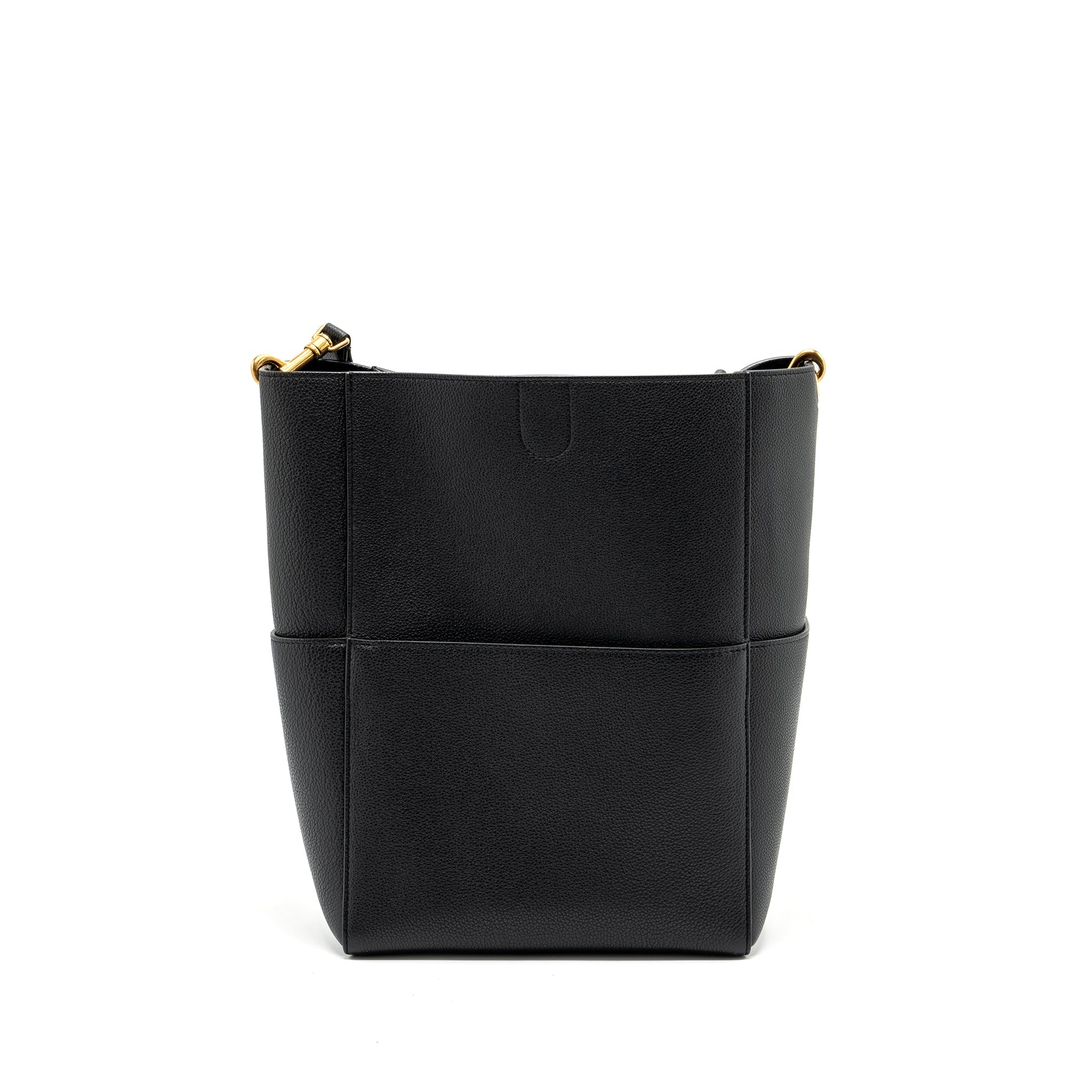 CELINE SANGLE BUCKET BAG GRAINED CALFSKIN BLACK GHW
