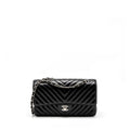 CHANEL MEDIUM CLASSIC DOUBLE FLAP BAG CHEVRON CAVIAR BLACK SHW
