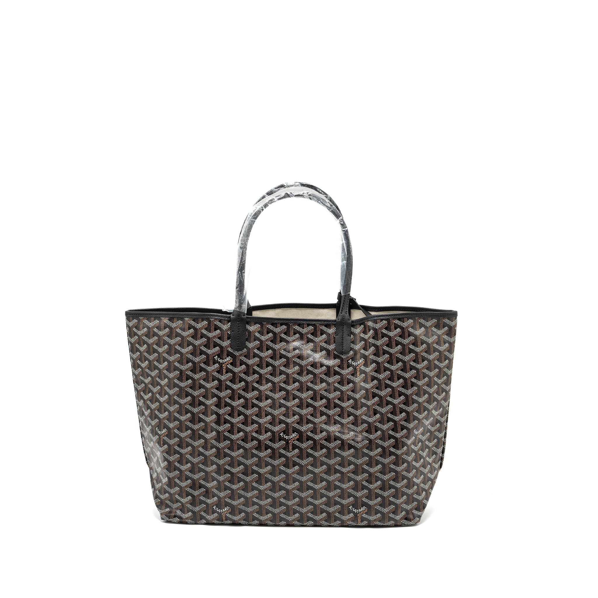 GOYARD SAINT LOUIS PM TOTE BAG GOYARDLINE CANVAS BLACK SHW