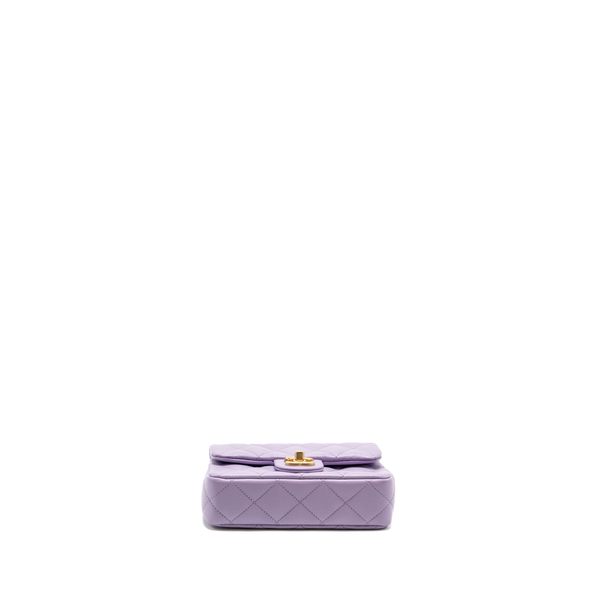 CHANEL 24P COCO LOVE MINI FLAP BAG ADJUSTABLE CHAINS CAVIAR LIGHT PURPLE GHW (MICROCHIP)