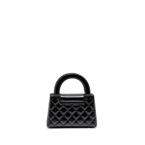 CHANEL MINI KELLY SHOPPING TOTE BAG CALFSKIN BLACK GHW (MICROCHIP)
