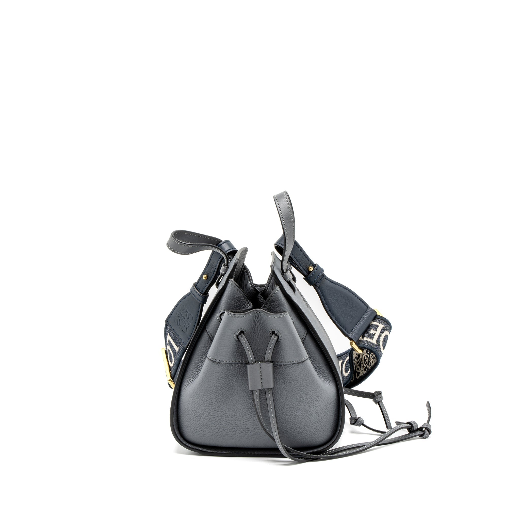LOEWE MINI HAMMOCK DRAWSTRING IN SOFT GRAINED CALFSKIN ASPHALT GREY GHW