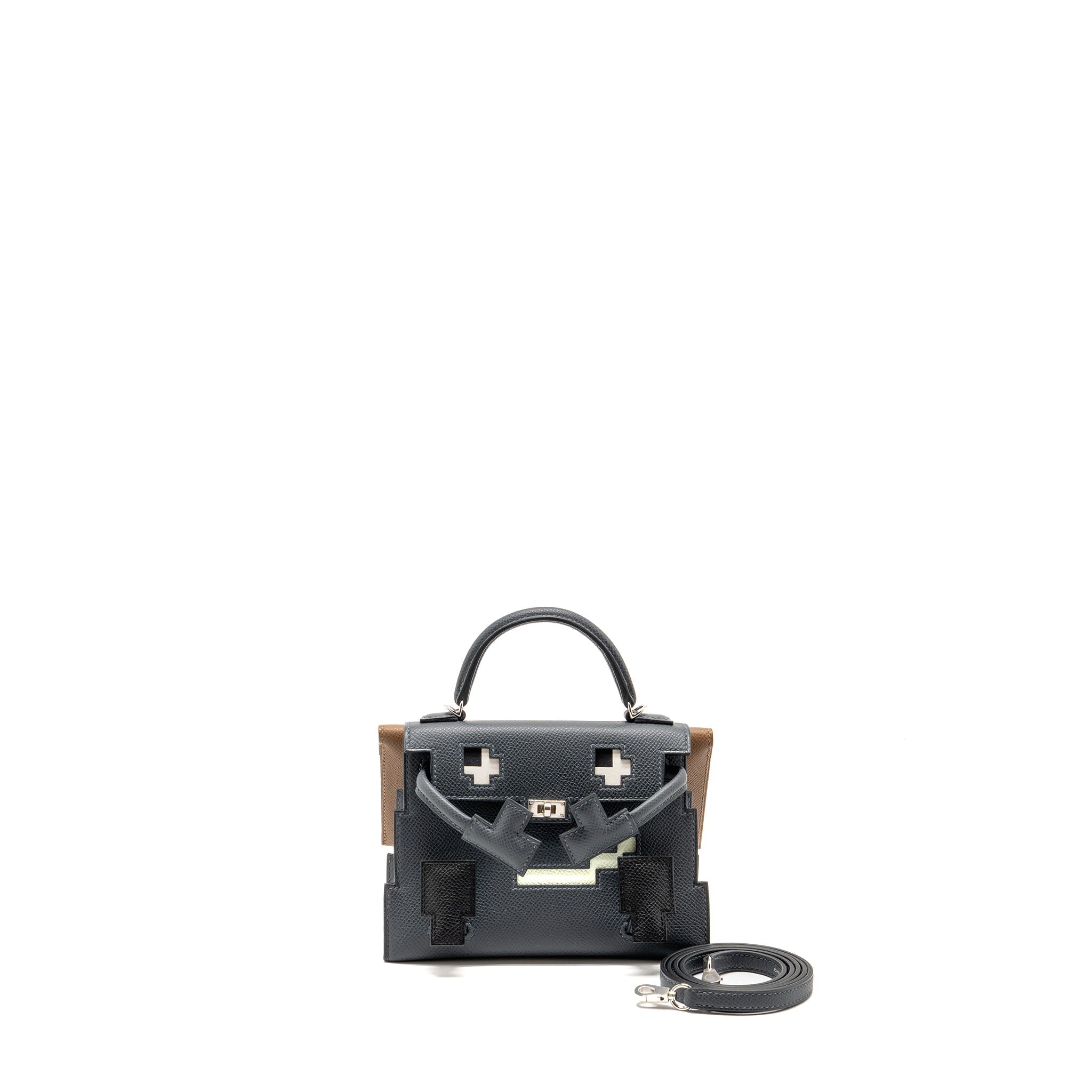 HERMES KELLY DOLE PICTO EPSOM GRIS MISTY/BLACK/VERT FIZZ/ALEZAN SHW