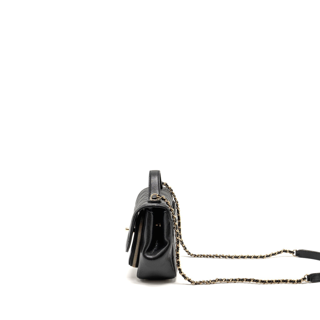 CHANEL SMALL BUSINESS AFFINITY CAVIAR BLACK LGHW (MICROCHIP)