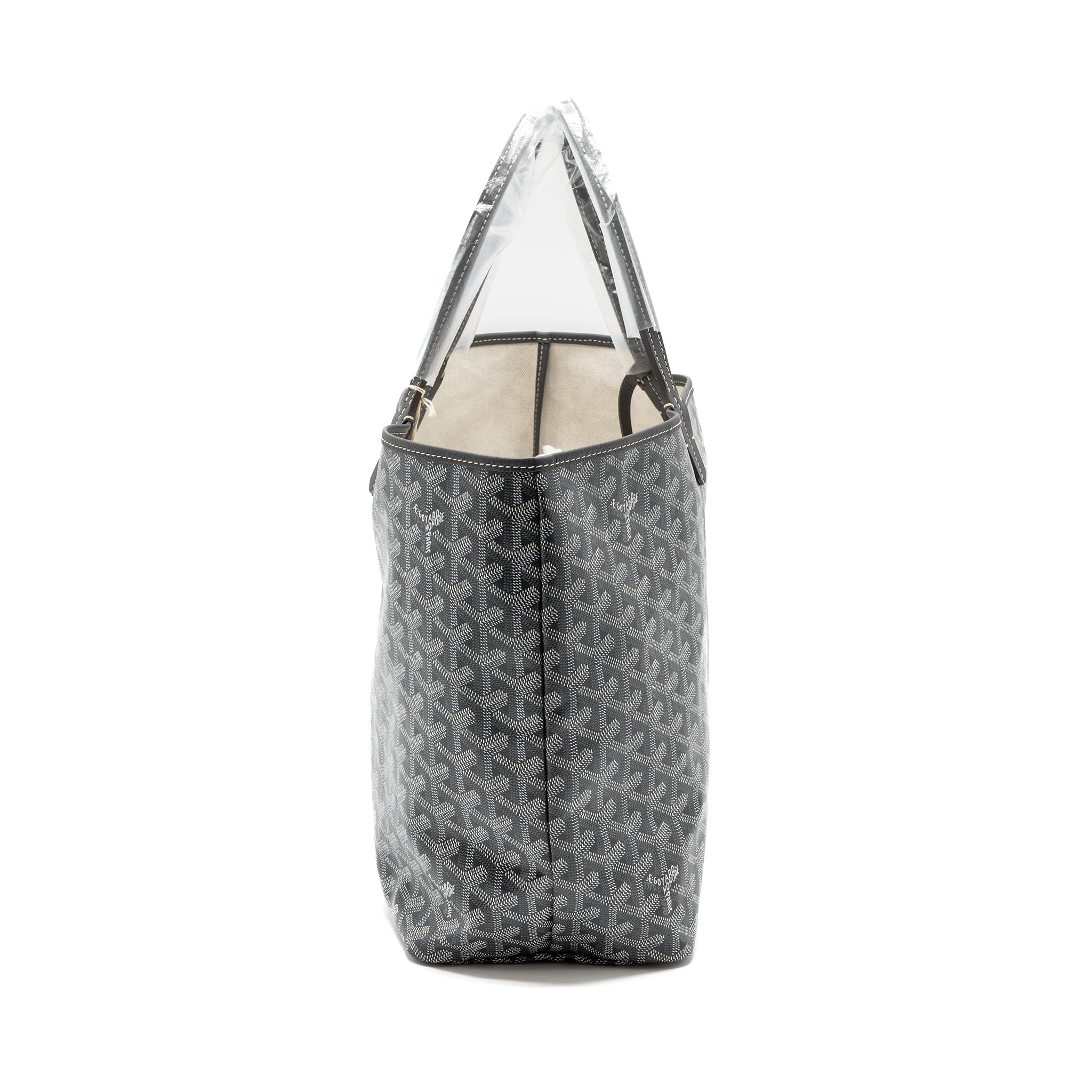 GOYARD SAINT LOUIS PM TOTE BAG CANVAS/ CALFSKIN GREY SHW