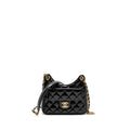 CHANEL 23P HOBO BAG SHINY CALFSKIN BLACK BRUSHED GHW(MICROCHIP)