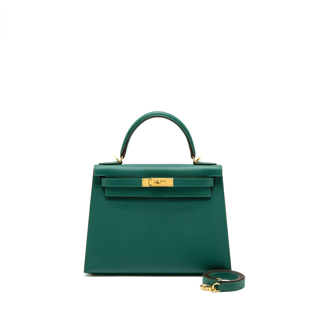 HERMES KELLY 28 SPECIAL ORDER EPSOM MALACHITE/GRIS ASPHALTE GHW