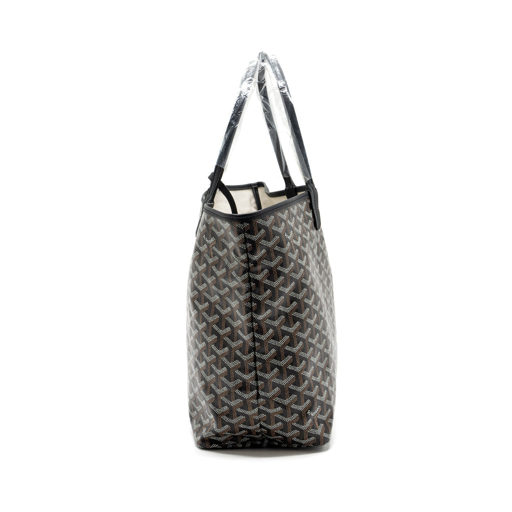 GOYARD SAINT LOUIS PM TOTE BAG GOYARDLINE CANVAS / CALFSKIN BLACK SHW