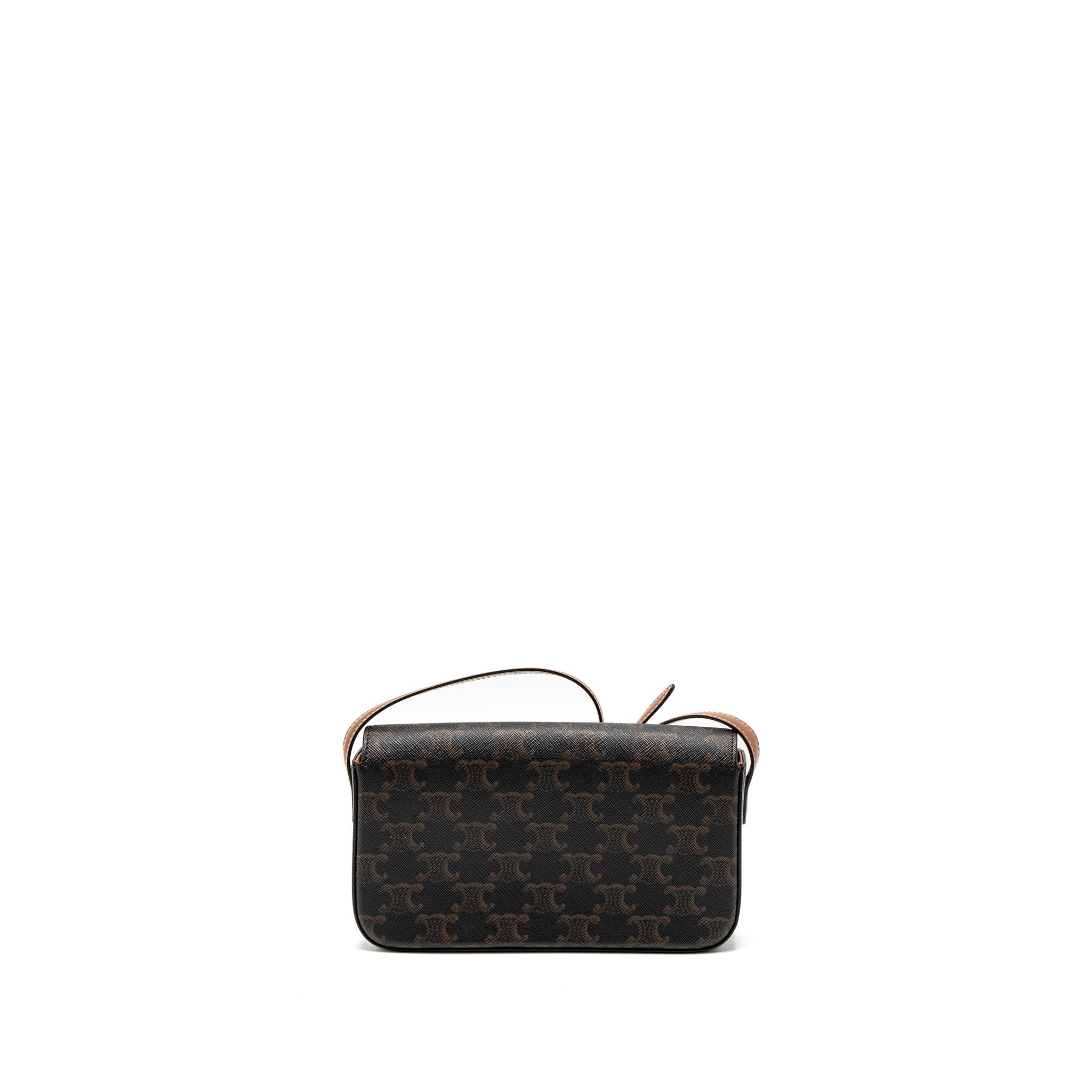CELINE TRIOMPHE SHOULDER BAG TRIOMPHE CANVAS/CALFSKIN TAN GHW