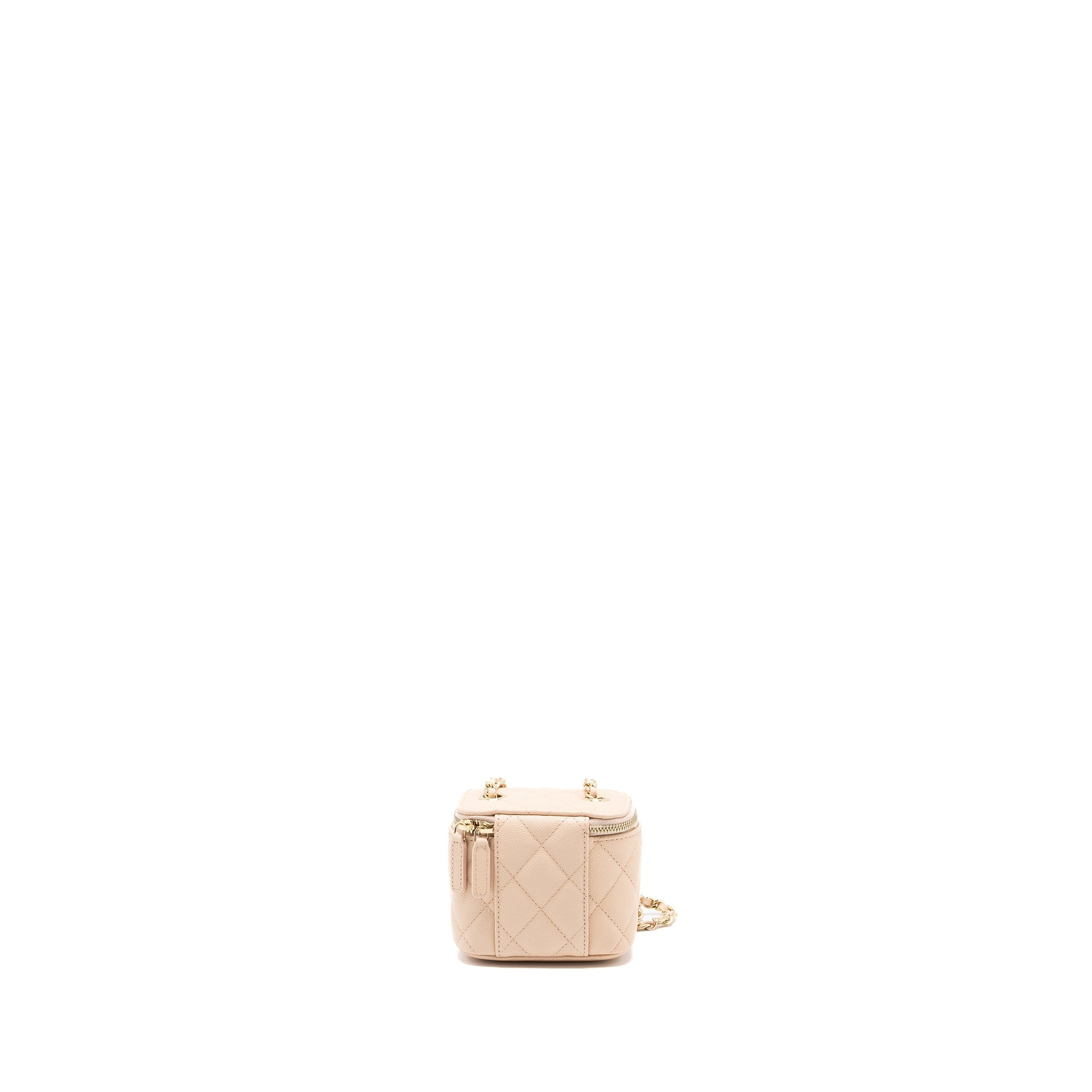 CHANEL MINI VANITY CASE CAVIAR LIGHT BEIGE LGHW