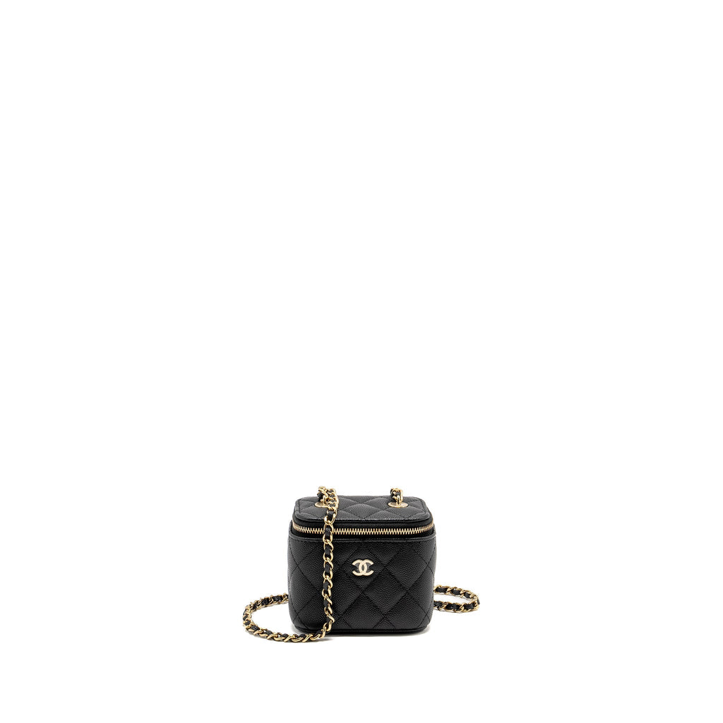CHANEL MINI VANITY WITH CHAIN CAVIAR BLACK LGHW (MICROCHIP)