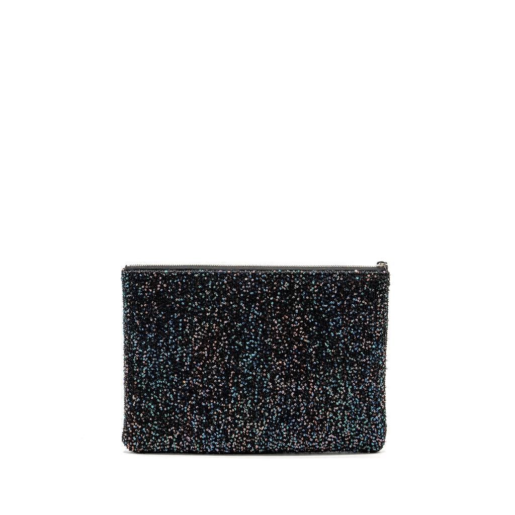 CHANEL 20A DEAUVILLE POUCH SEQUINS/CALFSKIN BLACK/MULTICOLOUR SHW