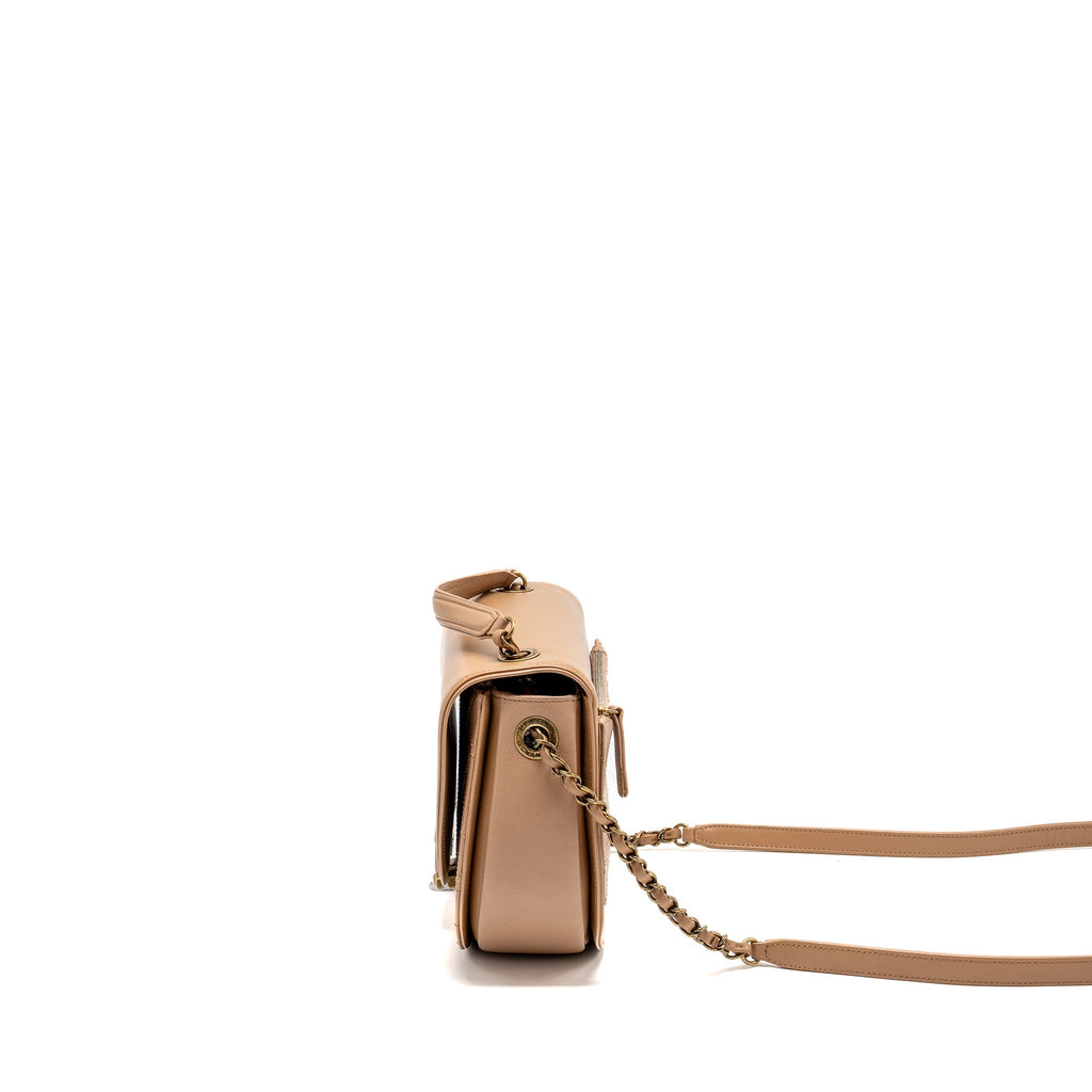 CHANEL COCO CURVE FLAP BAG CALFSKIN BEIGE GHW