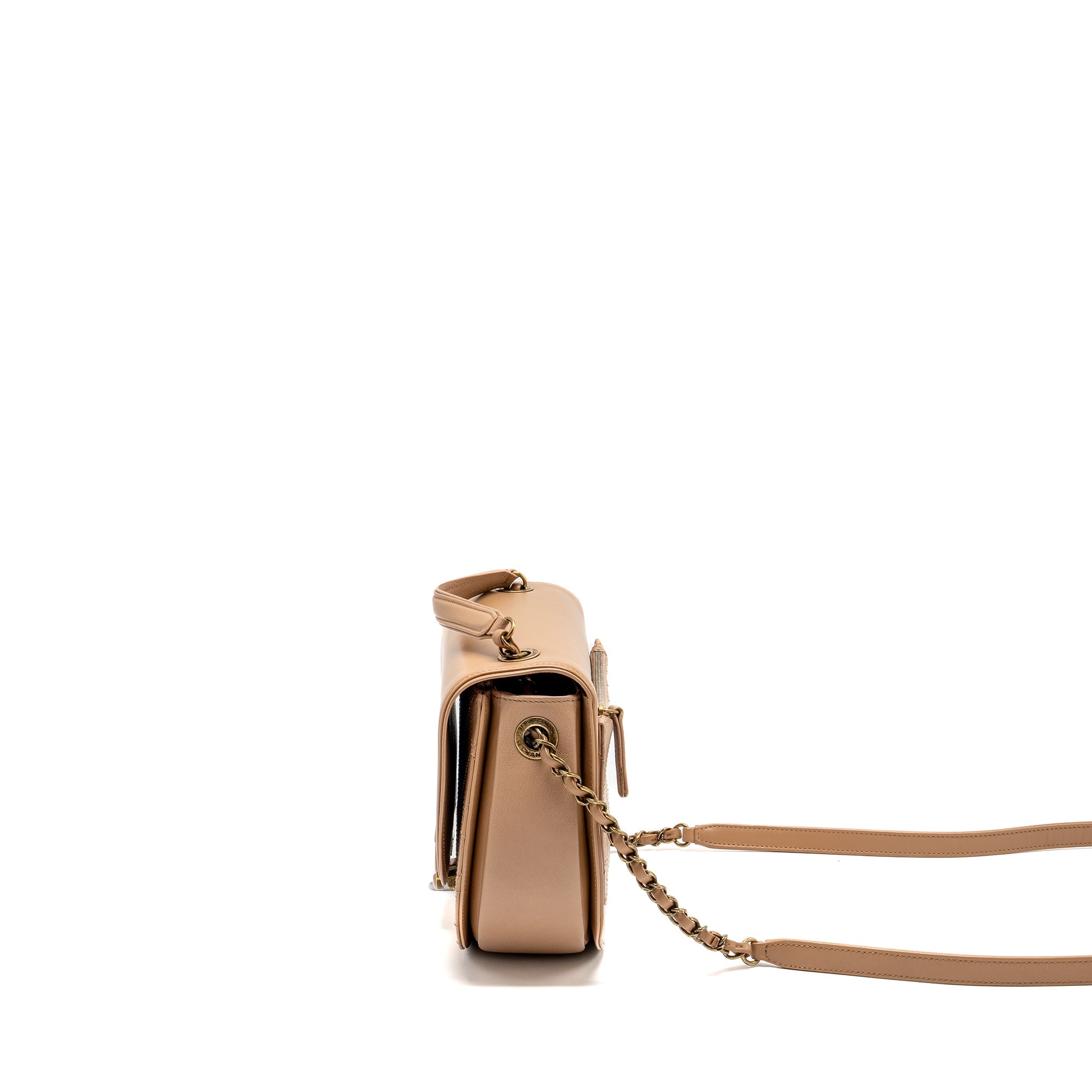 CHANEL COCO CURVE FLAP BAG CALFSKIN BEIGE GHW