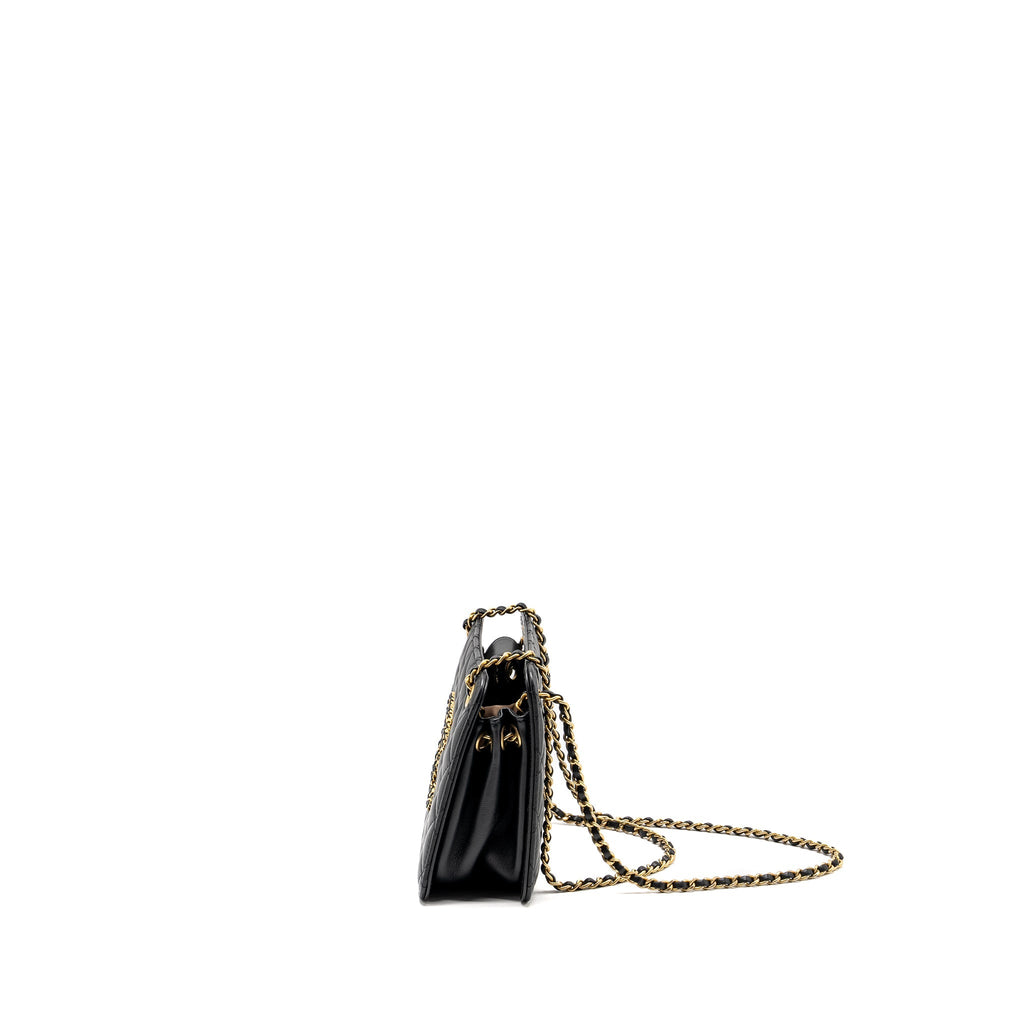 CHANEL GIANT CC LOGO MINI TOTE BAG LAMBSKIN BLACK GHW