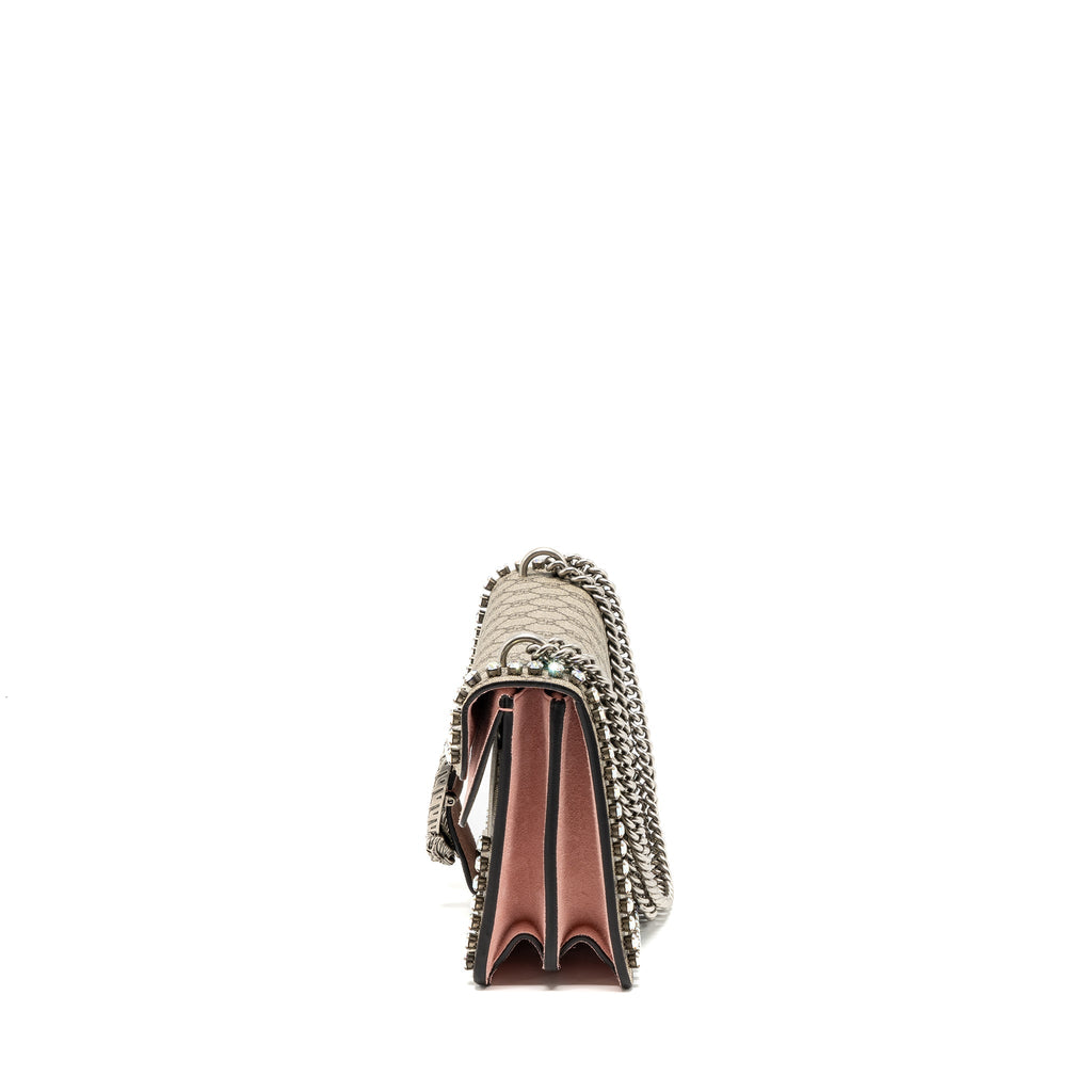GUCCI DIONYSUS SHOULDER BAG GG SUPREME CANVAS/SUEDE PINK/BROWN LIMITED EDITION SHW