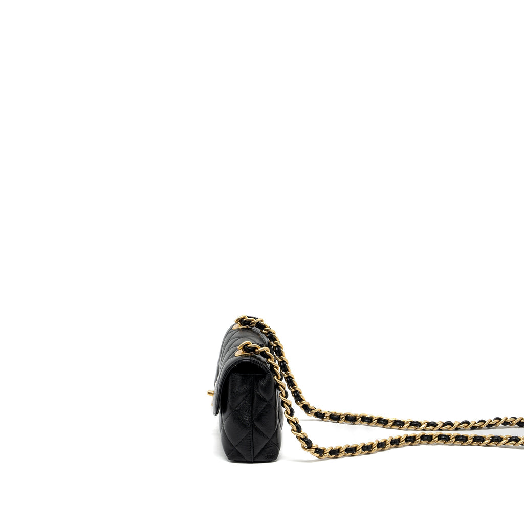 CHANEL 23P QUILTED FLAP BAG WITH GIANT CHAIN CAVIAR BLACK BRUSHED GHW (MICROCHIP)