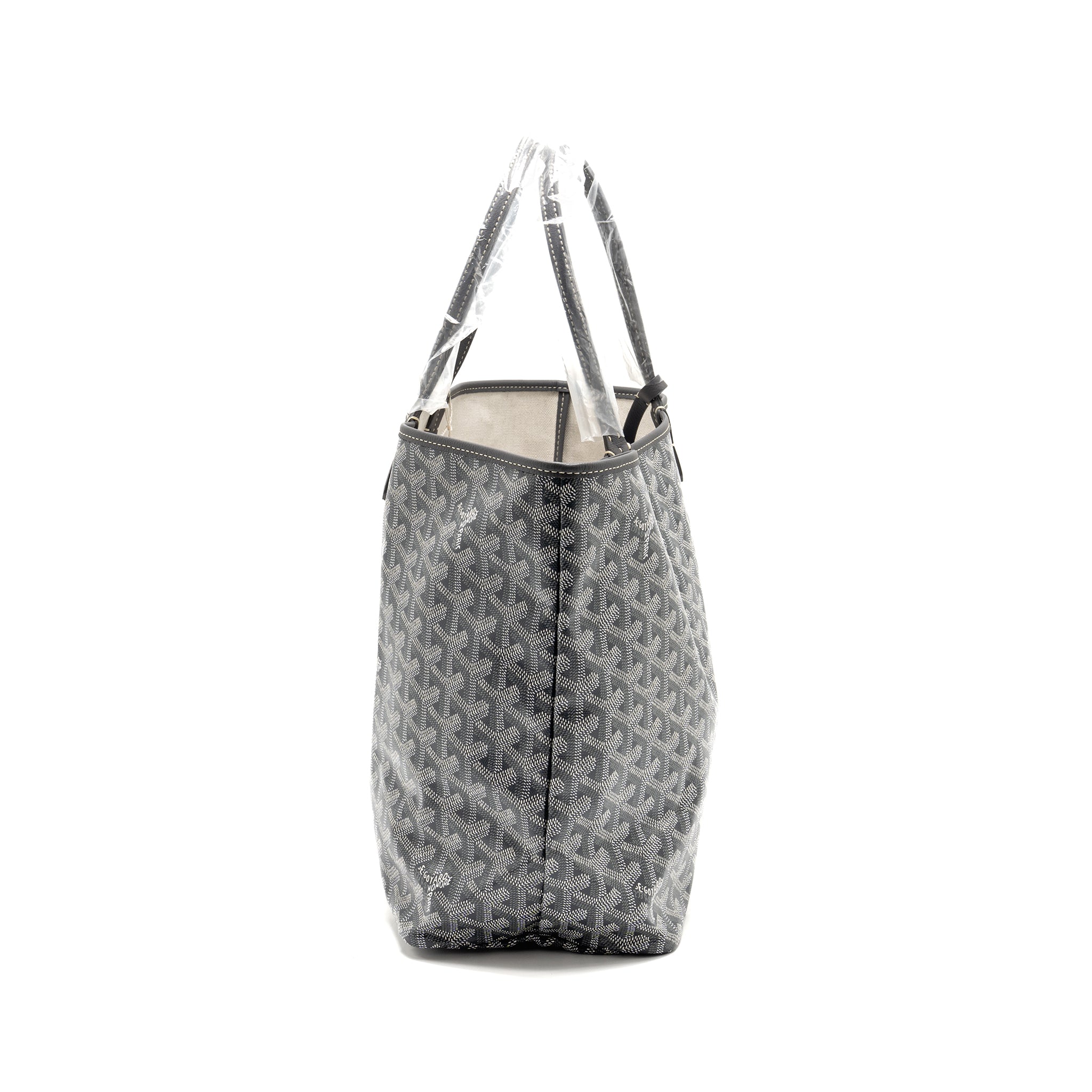 GOYARD SAINT LOUIS PM TOTE BAG GOAYRDINE CANVAS/CALFSKIN GREY SHW
