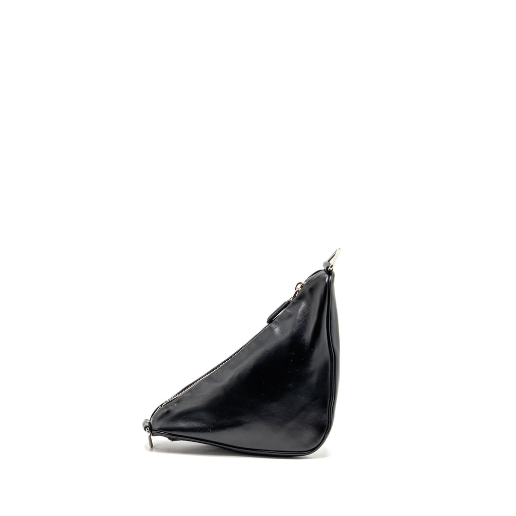 PRADA TRIANGLE SHOULDER BAG LEATHER BLACK SHW