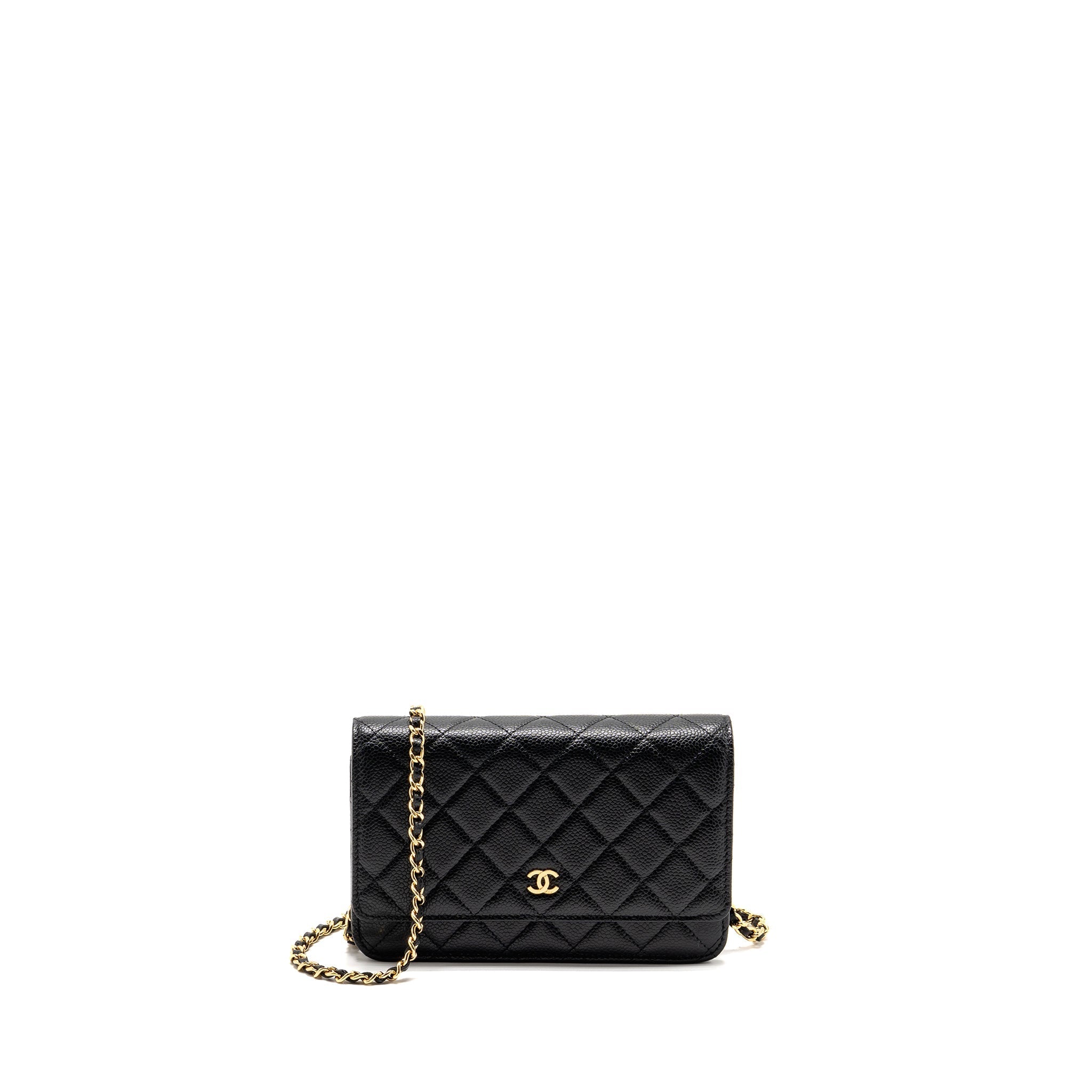 CHANEL CLASSIC WALLET ON CHAIN CAVIAR BLACK GHW (MICROCHIP)