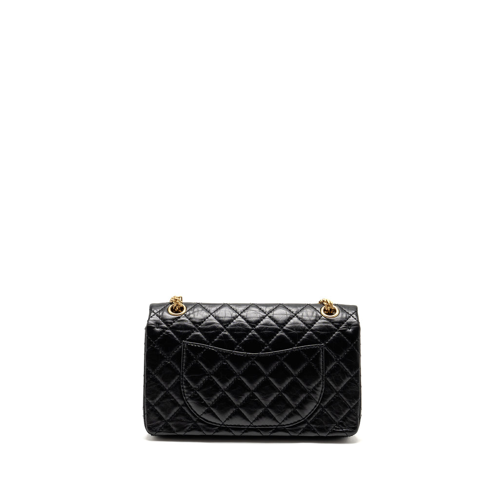 CHANEL SMALL 2.55 REISSUE DOUBLE FLAP BAG AGE CALFSKIN BLACK GHW