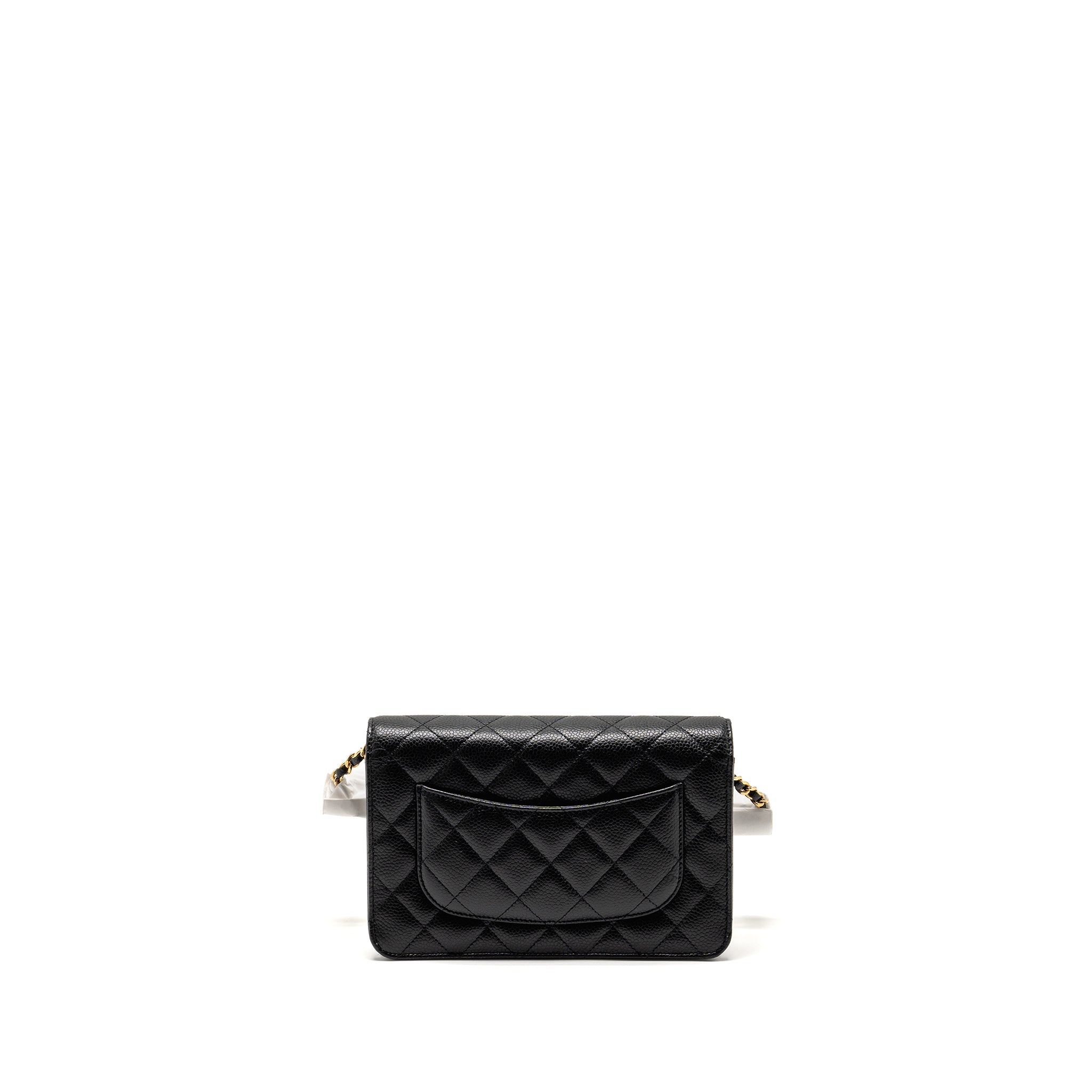 CHANEL CLASSIC WALLET ON CHAIN CAVIAR BLACK GHW (MICROCHIP)
