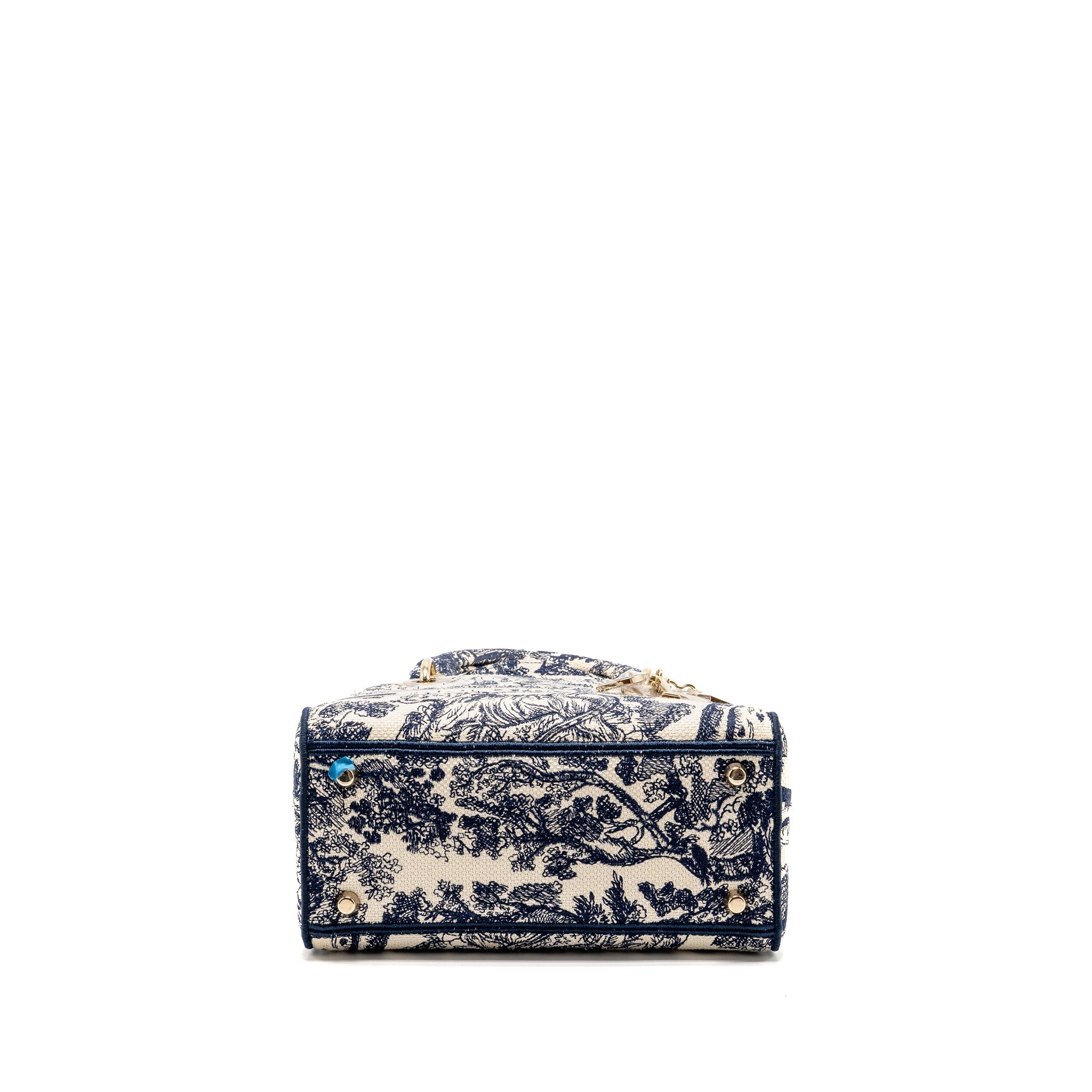 DIOR MEDIUM LADY D-LITE BAG TOILE DE JOUY EMBROIDERY BLUE LGHW