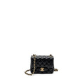 CHANEL CLASSIC MINI SQUARE FLAP BAG LAMBSKIN BLACK BRUSHED GHW