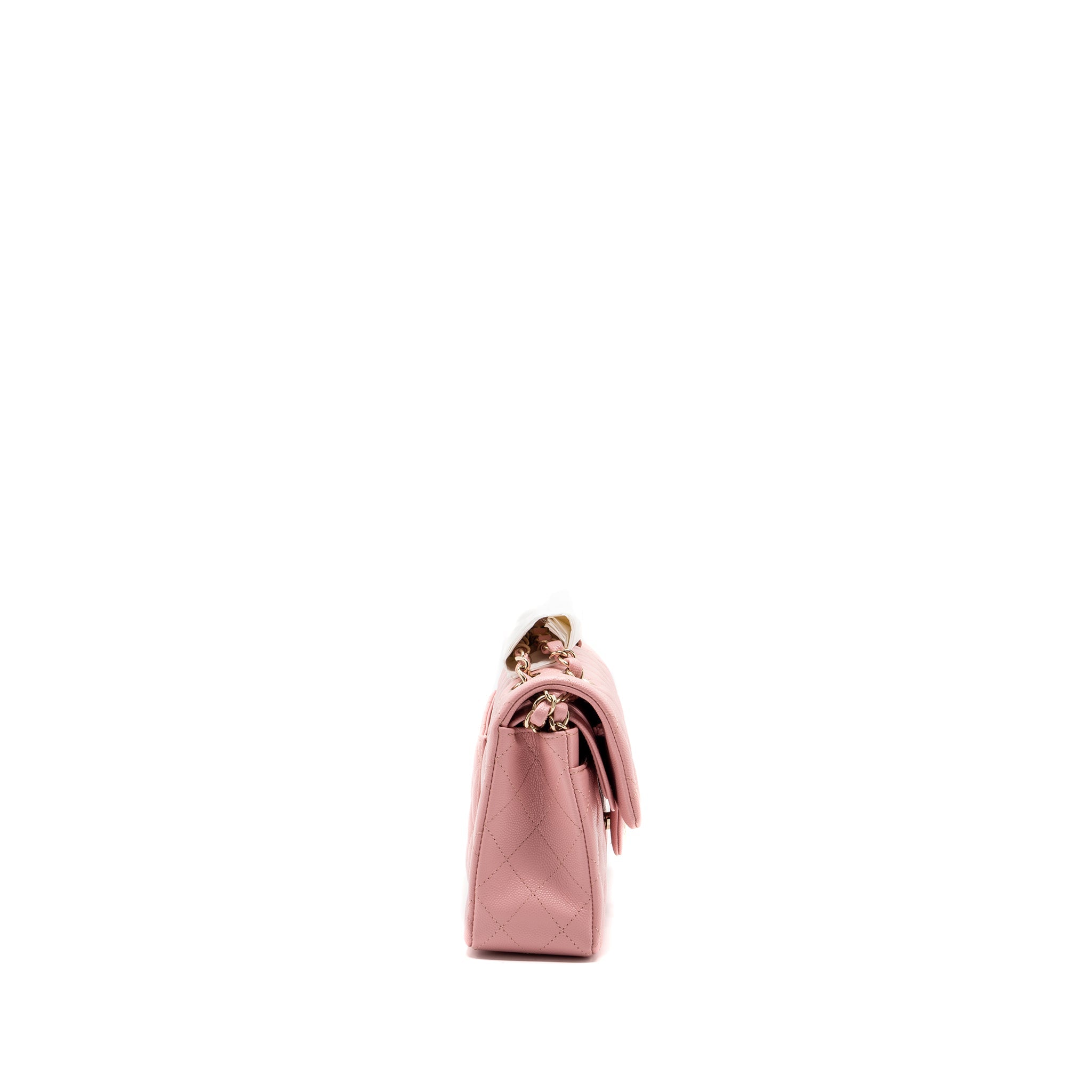 CHANEL 22C SMALL CLASSIC DOUBLE FLAP BAG CAVIAR LIGHT PINK LGHW(MICROCHIP)