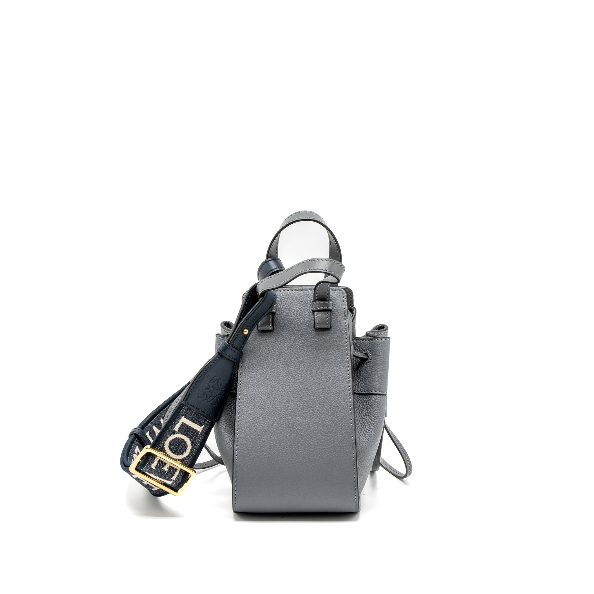 LOEWE MINI HAMMOCK DRAWSTRING IN SOFT GRAINED CALFSKIN ASPHALT GREY GHW