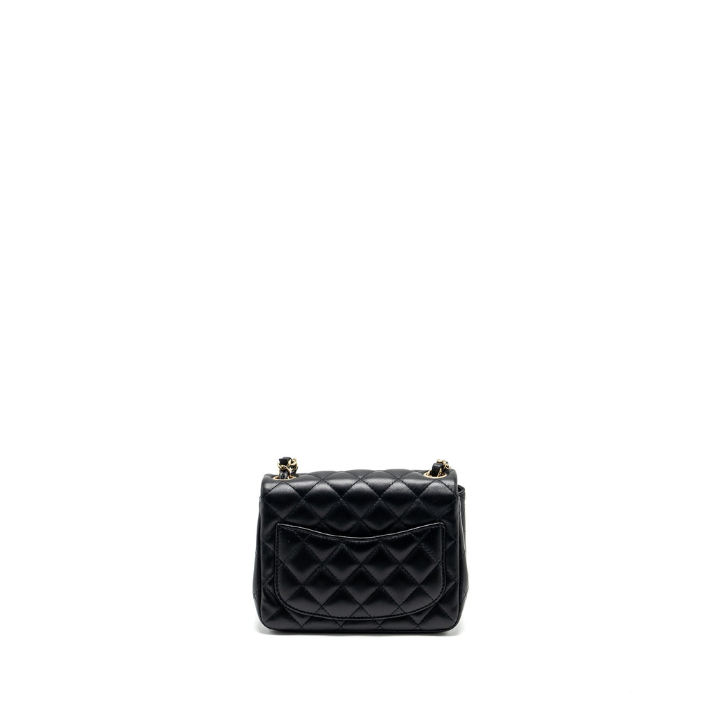 CHANEL MINI SQUARE FLAP BAG LAMBSKIN BLACK LGHW (MICROCHIP)
