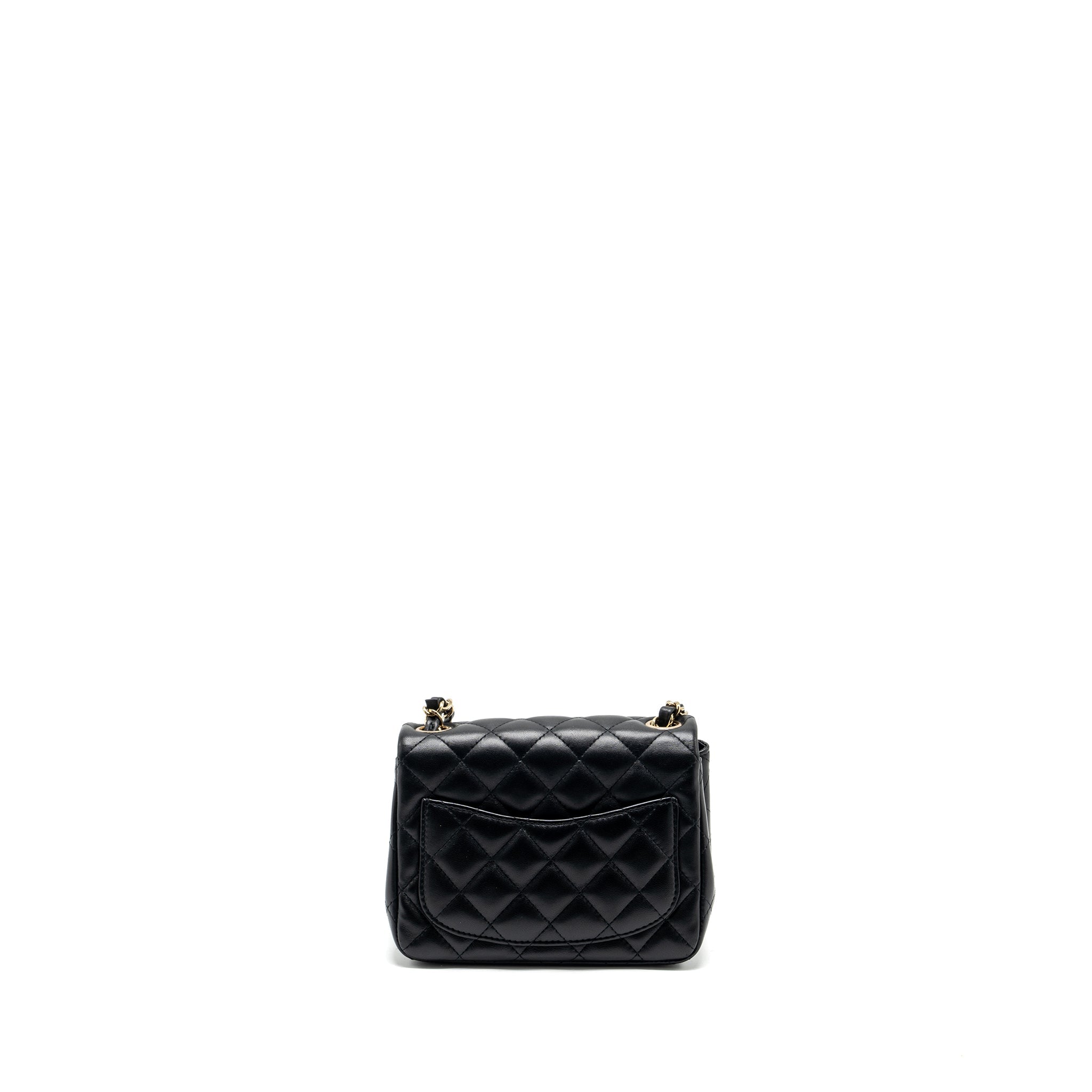 CHANEL MINI SQUARE FLAP BAG LAMBSKIN BLACK LGHW (MICROCHIP)