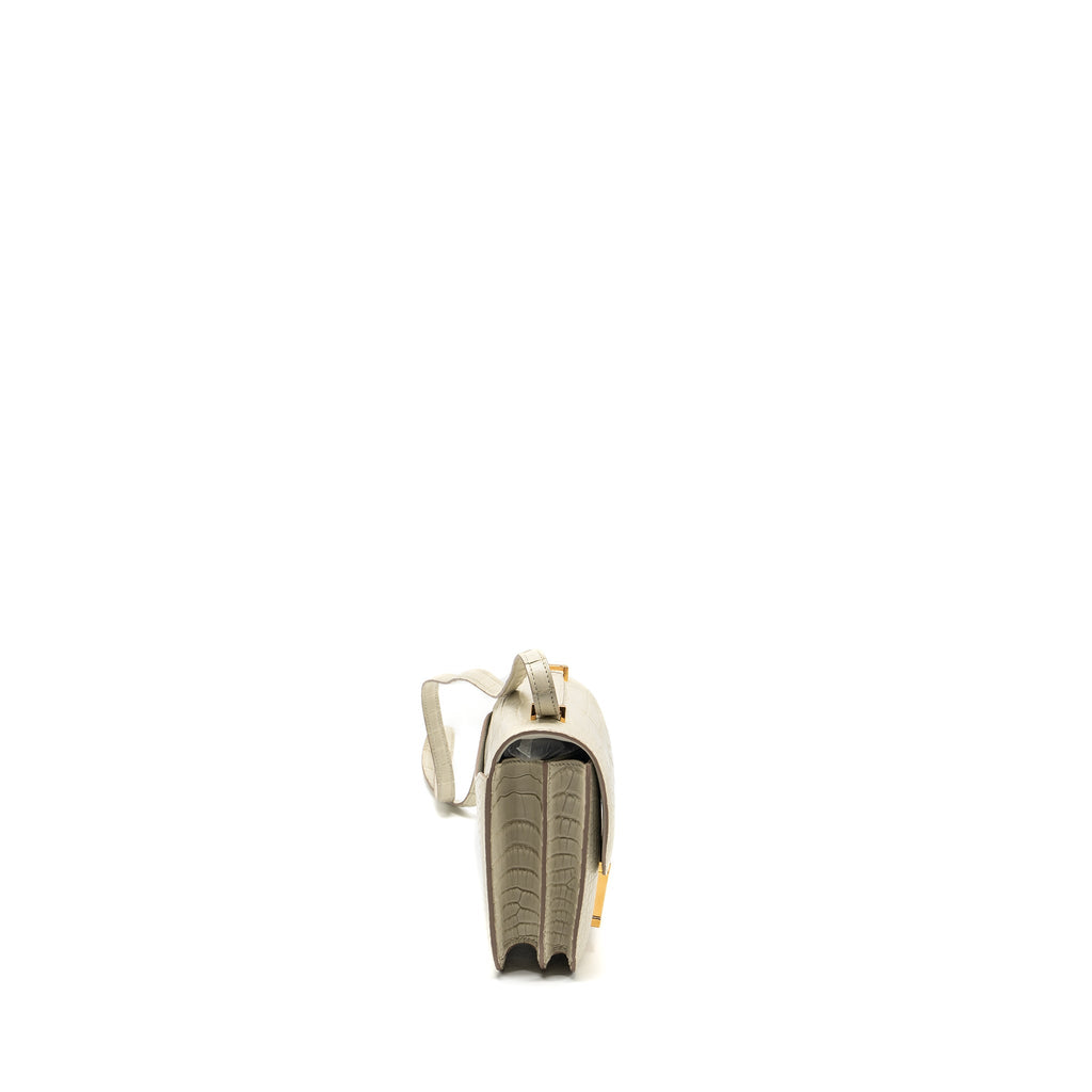 HERMES MINI CONSTANCE ALLIGATOR MISSISSIPPIENSIS MAT BETON GHW