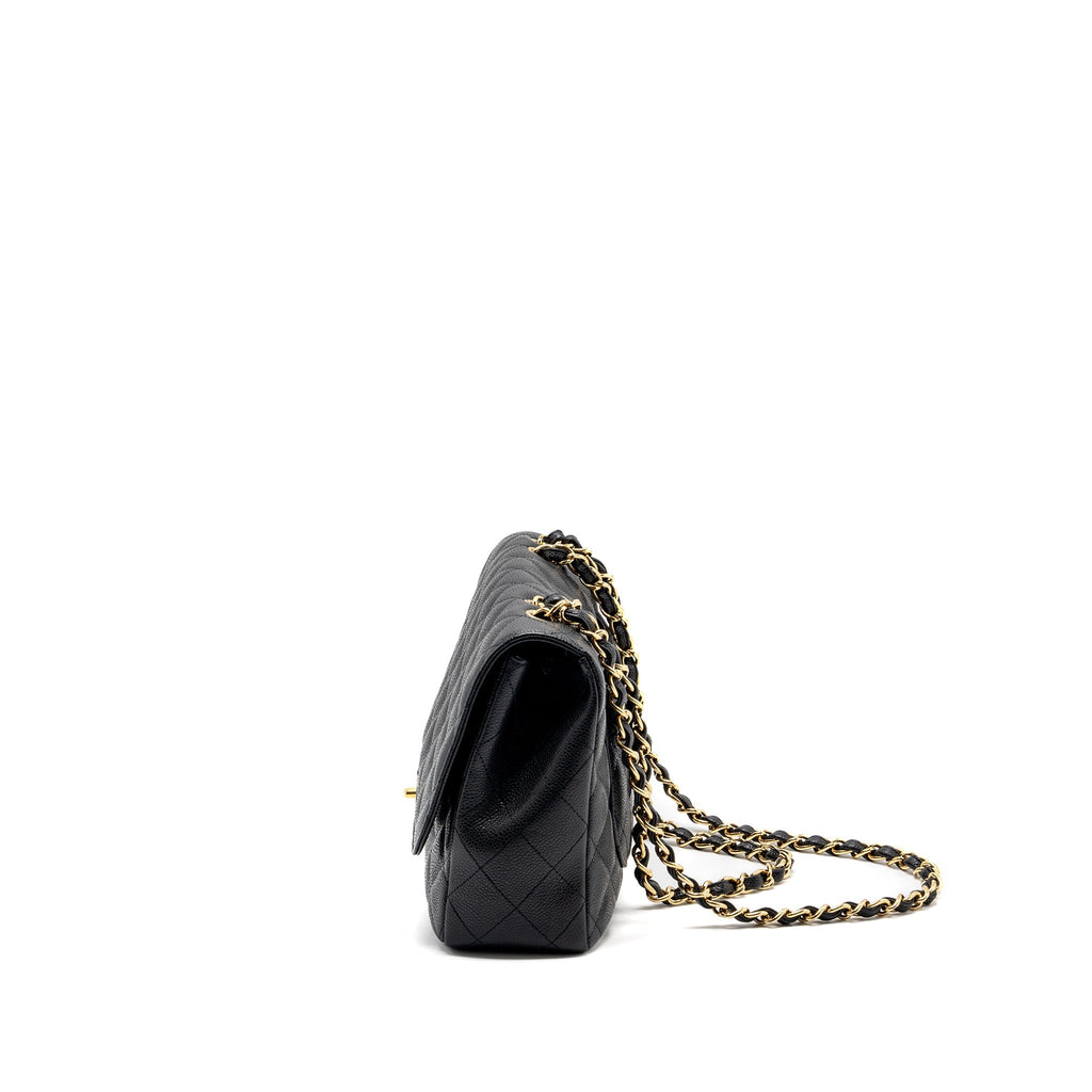 CHANEL CLASSIC JUMBO SINGLE FLAP BAG CAVIAR BLACK GHW