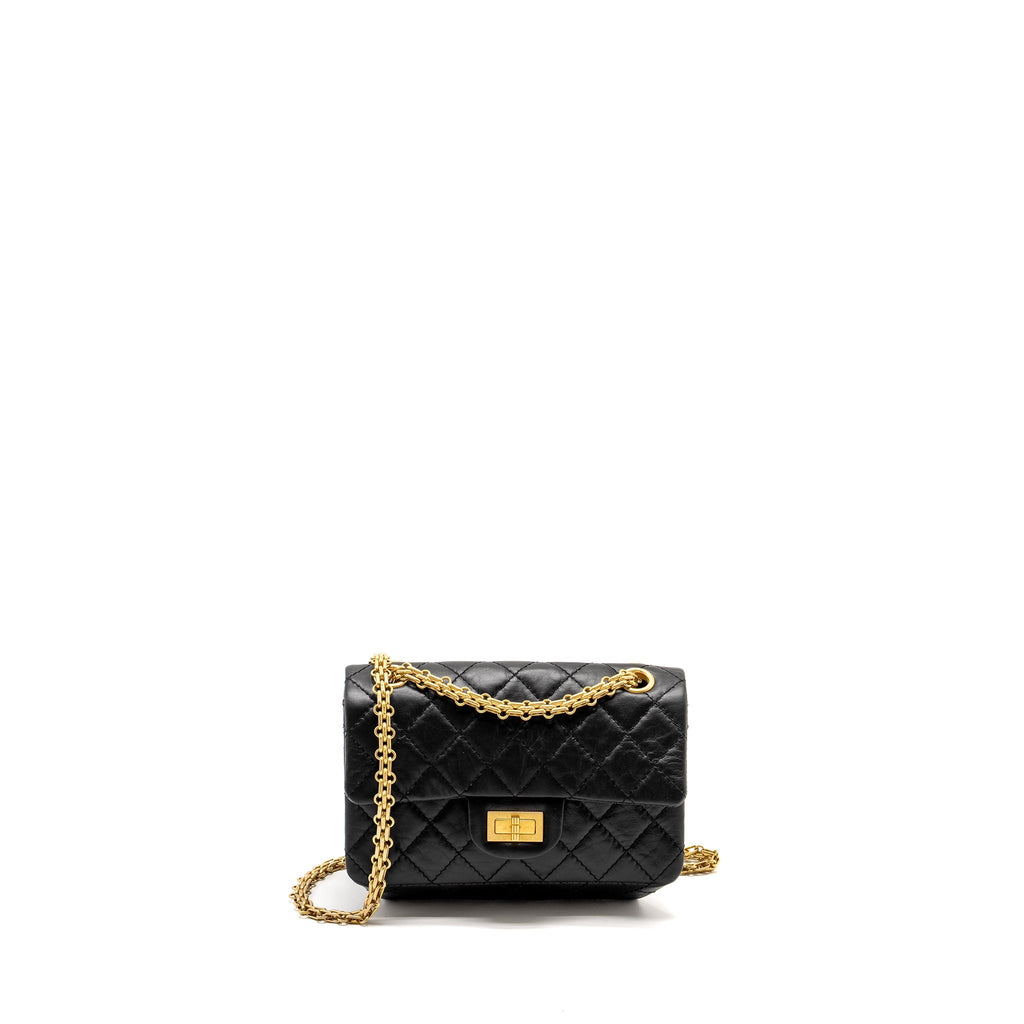 CHANEL MINI 2.55 REISSUE AGED CALFSKIN BLACK GHW (MICROCHIP)