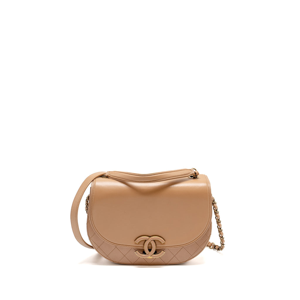 CHANEL COCO CURVE FLAP BAG CALFSKIN BEIGE GHW