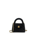 CHANEL 24A MINI SHOPPING TOTE/MINI KELLY VELVET BLACK GHW (MICROCHIP)
