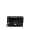 CHANEL JUMBO CLASSIC DOUBLE FLAP BAG CAVIAR BLACK SHW