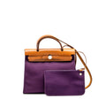 HERMES HERBAG 31 ZIP BAG CANVAS / HUNTER LEATHER CASSIS PURPLE SHW
