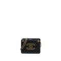 CHANEL GIANT CC LOGO MINI TOTE BAG LAMBSKIN BLACK GHW