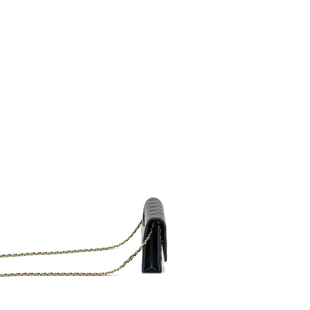 CHANEL CLASSIC WALLET ON CHAIN CAVIAR BLACK GHW (MICROCHIP)