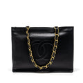 CHANEL VINTAGE TOTE BAG CALFSKIN BLACK GHW