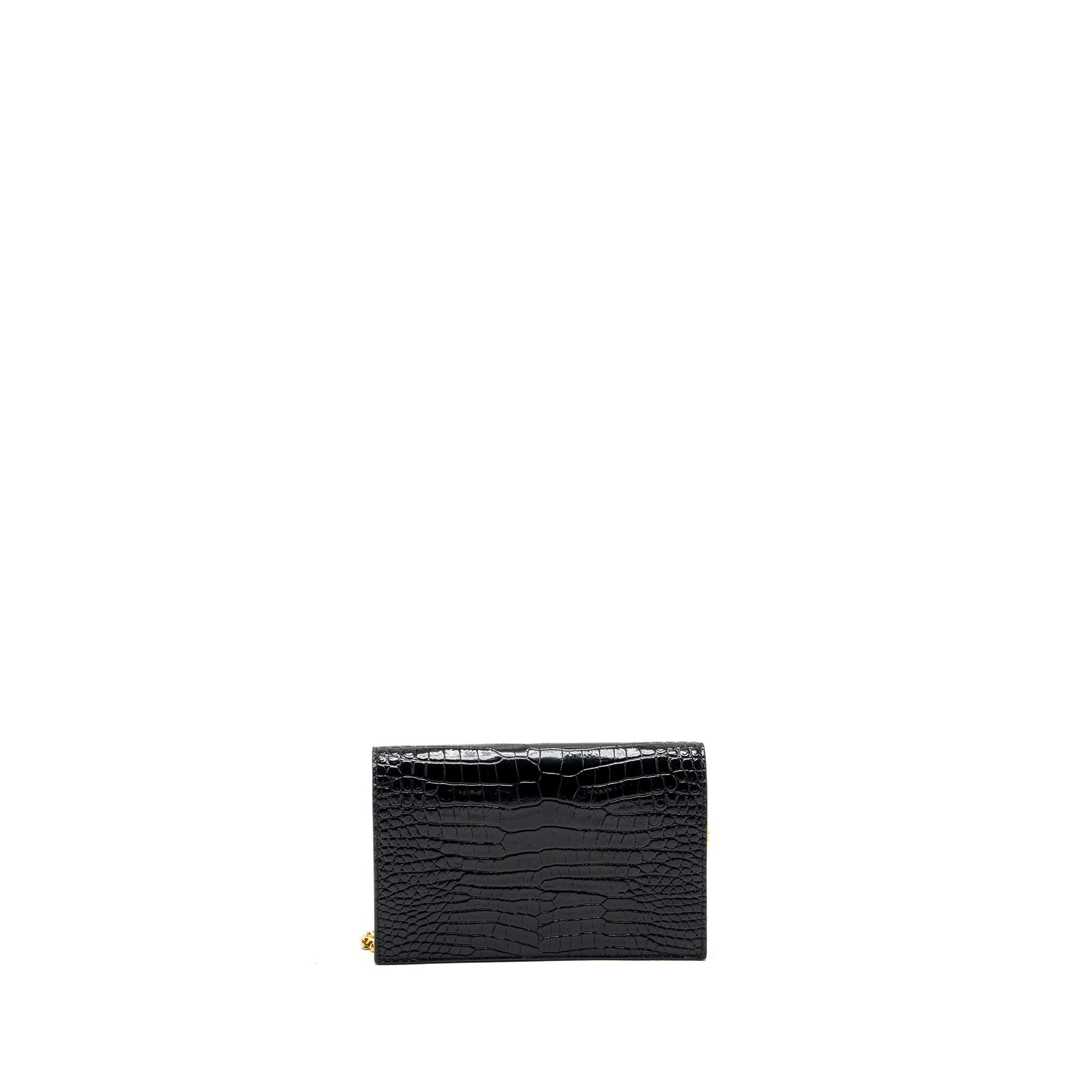 SAINT LAURENT/YSL KATE TASSEL CROC-EMBOSSED CALFSKIN BLACK GHW