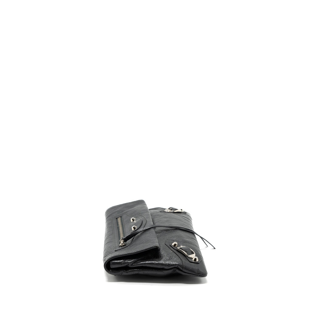 BALENCIAGA CITY FOLD CLUTCH/ SHOULDER BAG DARK GREY SHW