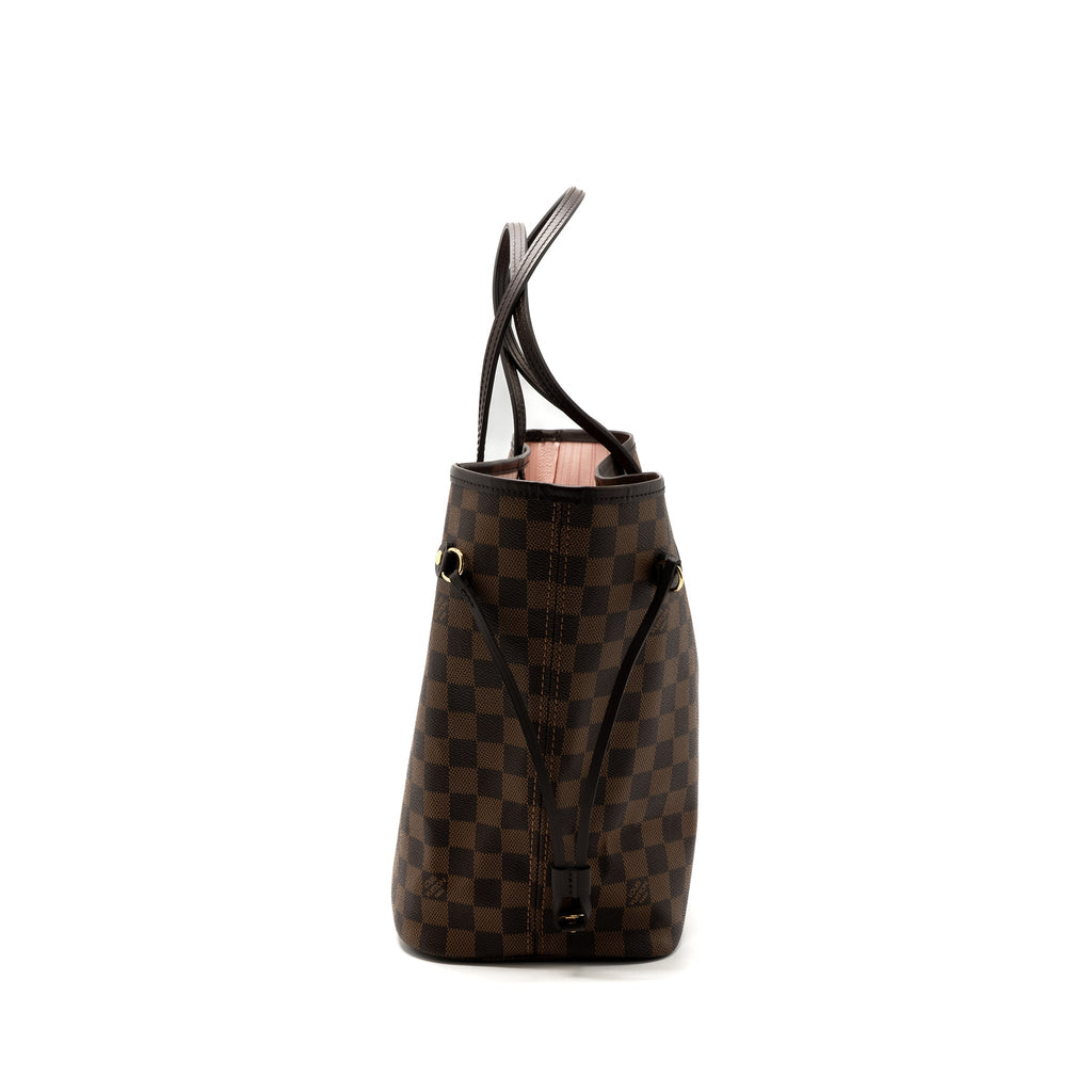 LOUIS VUITTON NEVERFULL MM MONOGRAM DAMIER EBENE CANVAS / ROSE BALLERINA GHW